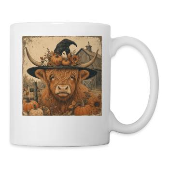 Scottish Cow Halloween Hoodie Vintage Cow - Mug - white - Right