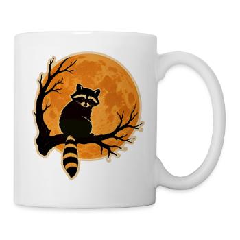 Raccoon Full Moon Halloween Retro Sticker Motif - Mug - white - Right