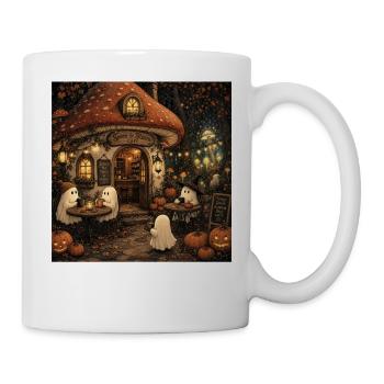 Mushroom House Café Retro Mural Ghosts Autumn Decoration - Mug - white - Right