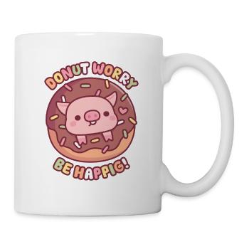 Cute Pig In Doughnut Donut Worry Be Happig - Mug - white - Right