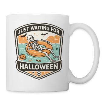 Waiting for Halloween Skeleton Hallloween Anticipation - Mug - white - Right