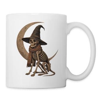 Skeleton Dog Witch Moon Hoodie Halloween Decoration - Mug - white - Right