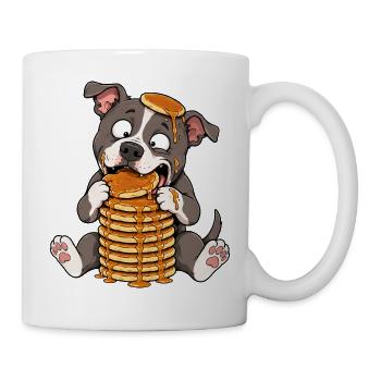 Pitbull avec des pancakes dessin animé drôle - Mug blanc - blanc - Droite