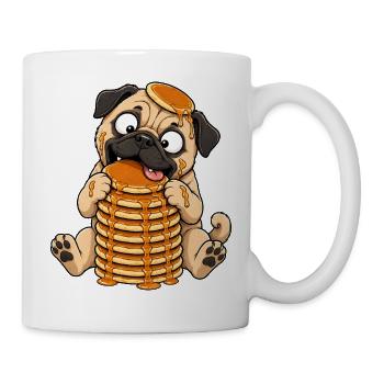 Pug with Pancakes Funny Cartoon - Mug - white - Right