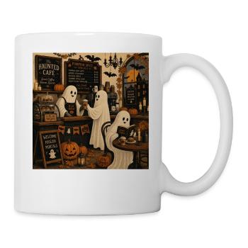 Halloween Café mit Geistern und Kürbissen Trend - Tasse - Weiß - Rechts