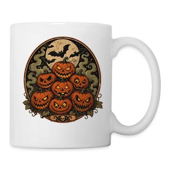Des citrouilles d’Halloween effrayantes avec des chauves-souris - Mug blanc - blanc - Droite