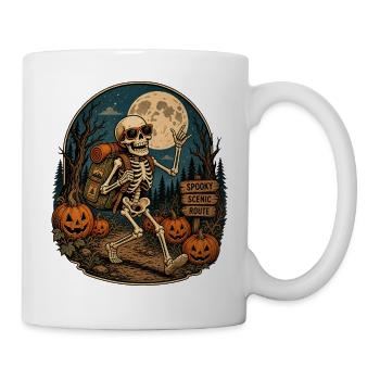 Vintage Halloween Kürbis Skelett Retro Outdoor Fan - Tasse - Weiß - Rechts