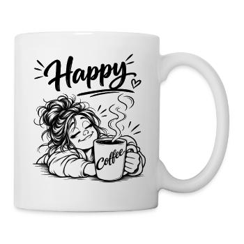Kaffee macht mich glücklich - Tasse - Weiß - Rechts