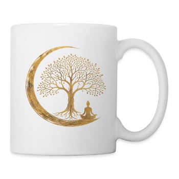 Goldener Lebensbaum Mond Meditation Spiritualität - Tasse - Weiß - Rechts