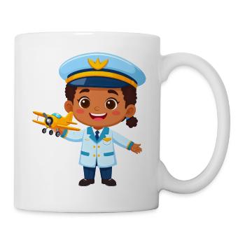 Capitaine de Kawaii avec avion – Art de pilote mignon - Mug blanc - blanc - Droite