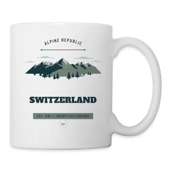 Schweizer Alpen Vintage Reiseabzeichen - Tasse - Weiß - Rechts