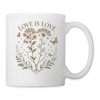 Love Is Love Floral T-Shirt Botanical Vintage - Mug - white - Right