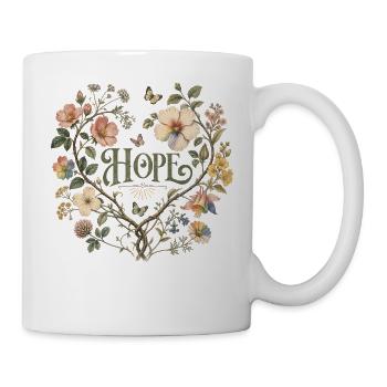 Hope Floral Heart T-Shirt Botanical Vintage Floral - Mug - white - Right