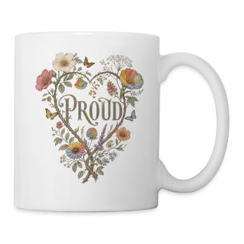 T-shirt fier en forme de cœur floral LGBTQ Pride vintage - Mug blanc - blanc - Droite