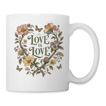 Love Is Love Floral Heart T-Shirt Pride Vintage - Mug - white - Right