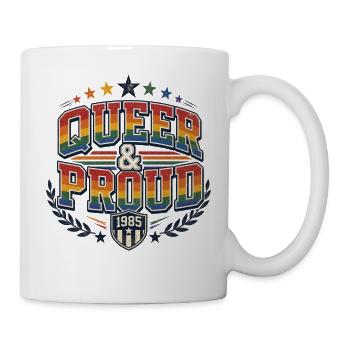 Queer & Proud Baseball T-Shirt Vintage Pride - Tasse - Weiß - Rechts