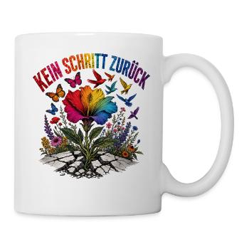 Bunt schafft Zukunft Regenbogen Blumenmotiv Pride - Tasse - Weiß - Rechts