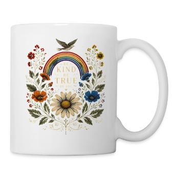 Be Kind Be True Be You T-Shirt Vintage Blumen Art - Tasse - Weiß - Rechts