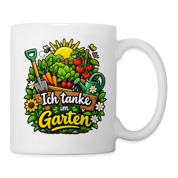 Ich tanke im Garten – Gartenfreude - Tasse - Weiß - Rechts