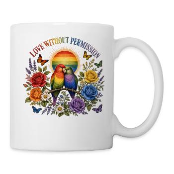 Love Without Permission Papageien T-Shirt Trend - Tasse - Weiß - Rechts