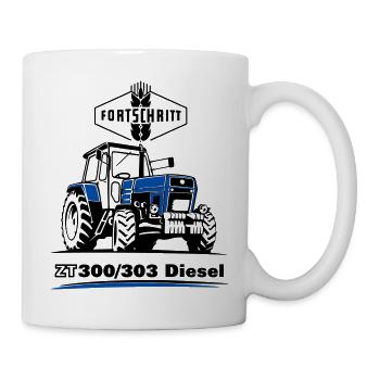 Blauer Traktor ZT 300 303 Fortschritt LPG IFA DDR - Tasse - Weiß - Rechts
