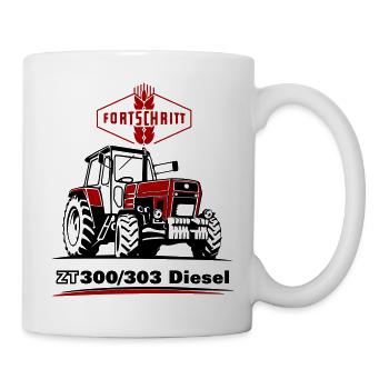 Roter Traktor ZT 300 303 Fortschritt LPG IFA DDR - Tasse - Weiß - Rechts