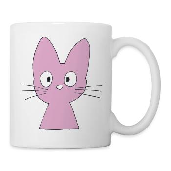 Pastellpink Katzenkopf Cartoon - Tasse - Weiß - Rechts