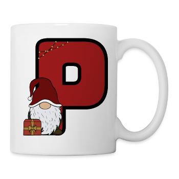 P mit Santa: Festlicher Weihnachtsgruß - Tasse - Weiß - Rechts