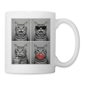 Katzen Graue Tabby Katze - Tasse - Weiß - Rechts