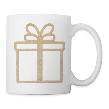 Gold Glitter Geschenkbox Design - Tasse - Weiß - Rechts