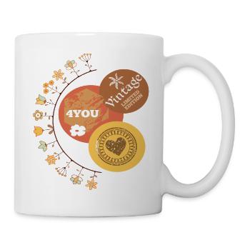 Vintage Blüten Fantasie - Tasse - Weiß - Rechts