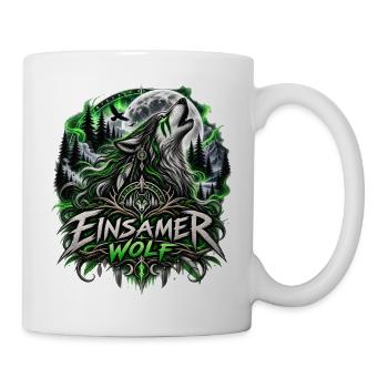Einsamer Wolf im Grünen Mondlicht - Tasse - Weiß - Rechts