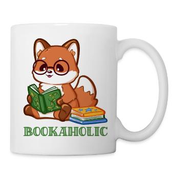 Niedlicher Fuchs mit Spruch und Lesebrille  - Tasse - Weiß - Rechts
