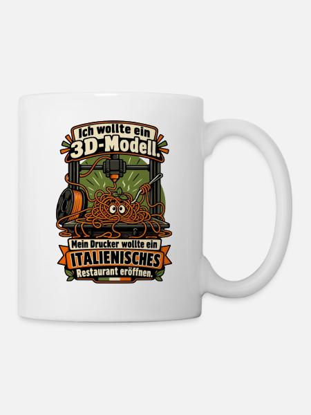 3D Drucker Spaghetti Humor - Tasse - Weiß