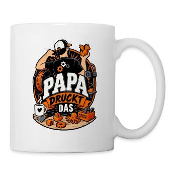 Papa Druckt Das 3D Drucker Geschenk - Tasse - Weiß - Rechts