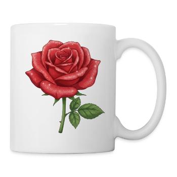 Rote Rose - Tasse - Weiß - Rechts