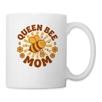 Queen Bee Mom – Süßes Mama Bienen Design - Braun - Tasse - Weiß - Rechts