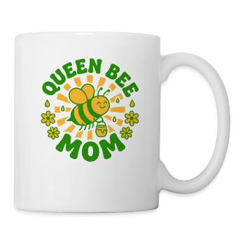 Queen Bee Mom – Süßes Mama Bienen Design - Grün - Tasse - Weiß - Rechts