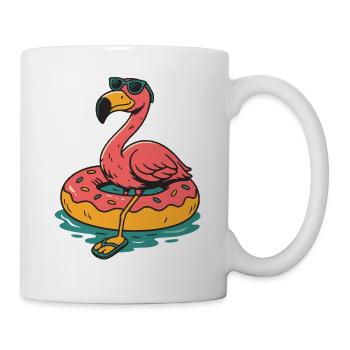 Flamingo im Pool mit Donut Schwimmring Sommer - Tasse - Weiß - Rechts