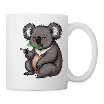 Cartoon Koala raucht Gras - Tasse - Weiß - Rechts
