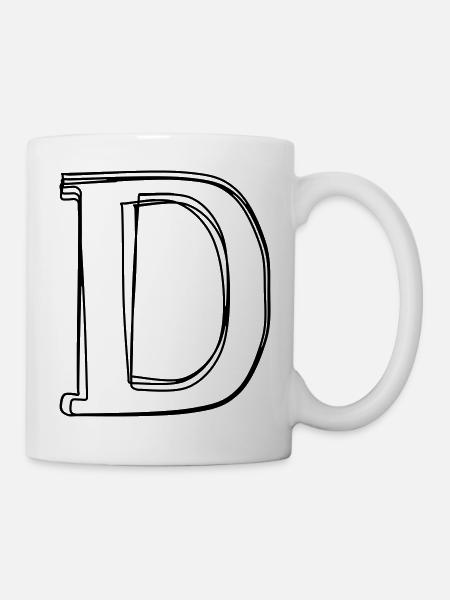 Buchstabe D handgezeichnet - Tasse - Weiß