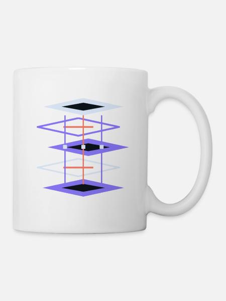 Geometrisches Gitterprisma - Tasse - Weiß