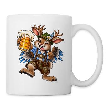 Wolpertinger Bier Masskrug Lederhose Trachten Moti - Tasse - Weiß - Rechts