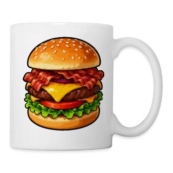 Hamburger Pop-Art Cartoon - Tasse - Weiß - Rechts