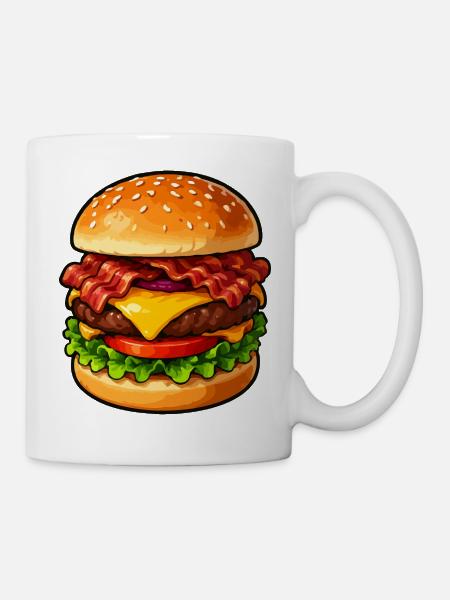 Hamburger Pop-Art Cartoon - Tasse - Weiß