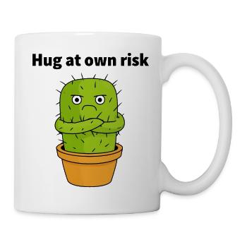 Kaktus mit verschränkten Armen – Risiko - Tasse - Weiß - Rechts
