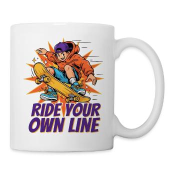 Skateboard Ride Your Own Line Cartoon Streetwear - Tasse - Weiß - Rechts
