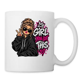 Du schaffst das Girl Power - Tasse - Weiß - Rechts
