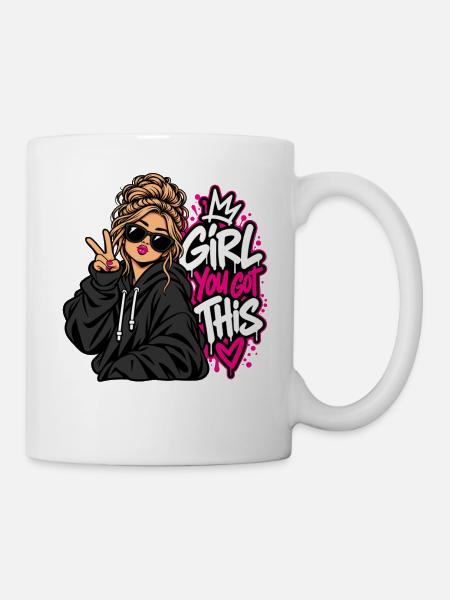 Du schaffst das Girl Power - Tasse - Weiß