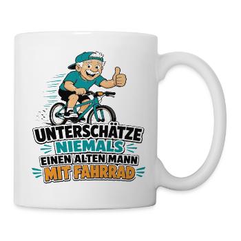 Unterschätze NIEMALS alten Mann am Fahrrad - Tasse - Weiß - Rechts